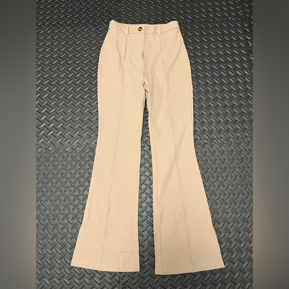 SHEIN Slit Hem Beige Flared Pants